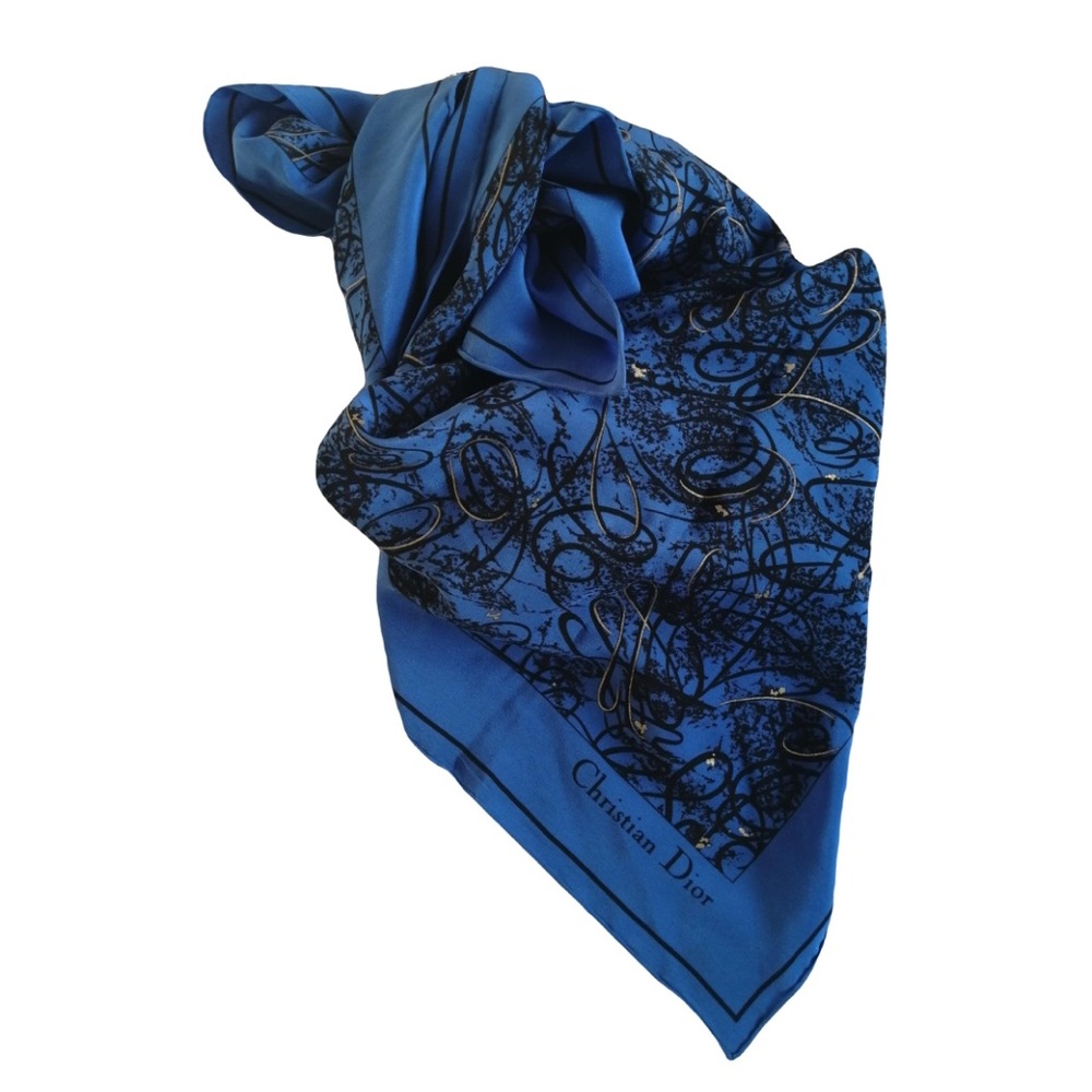 Christian Dior Blue Silk Scarf